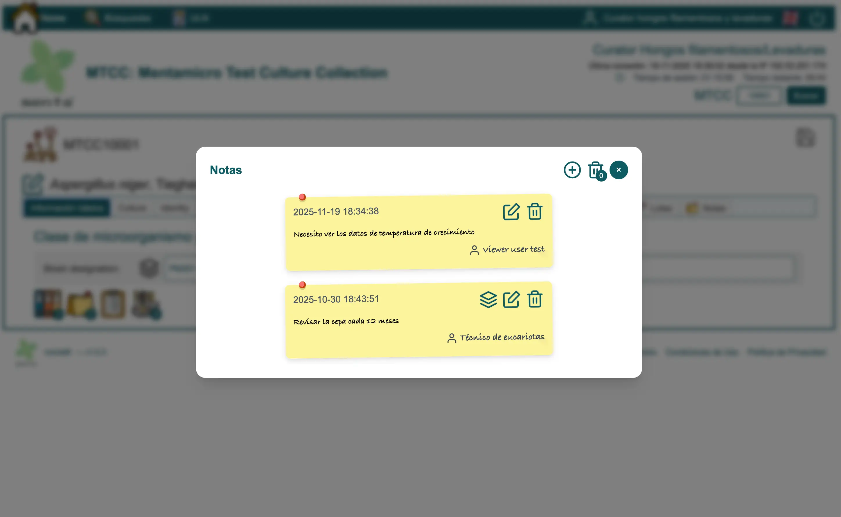 Notas con historial en menta®