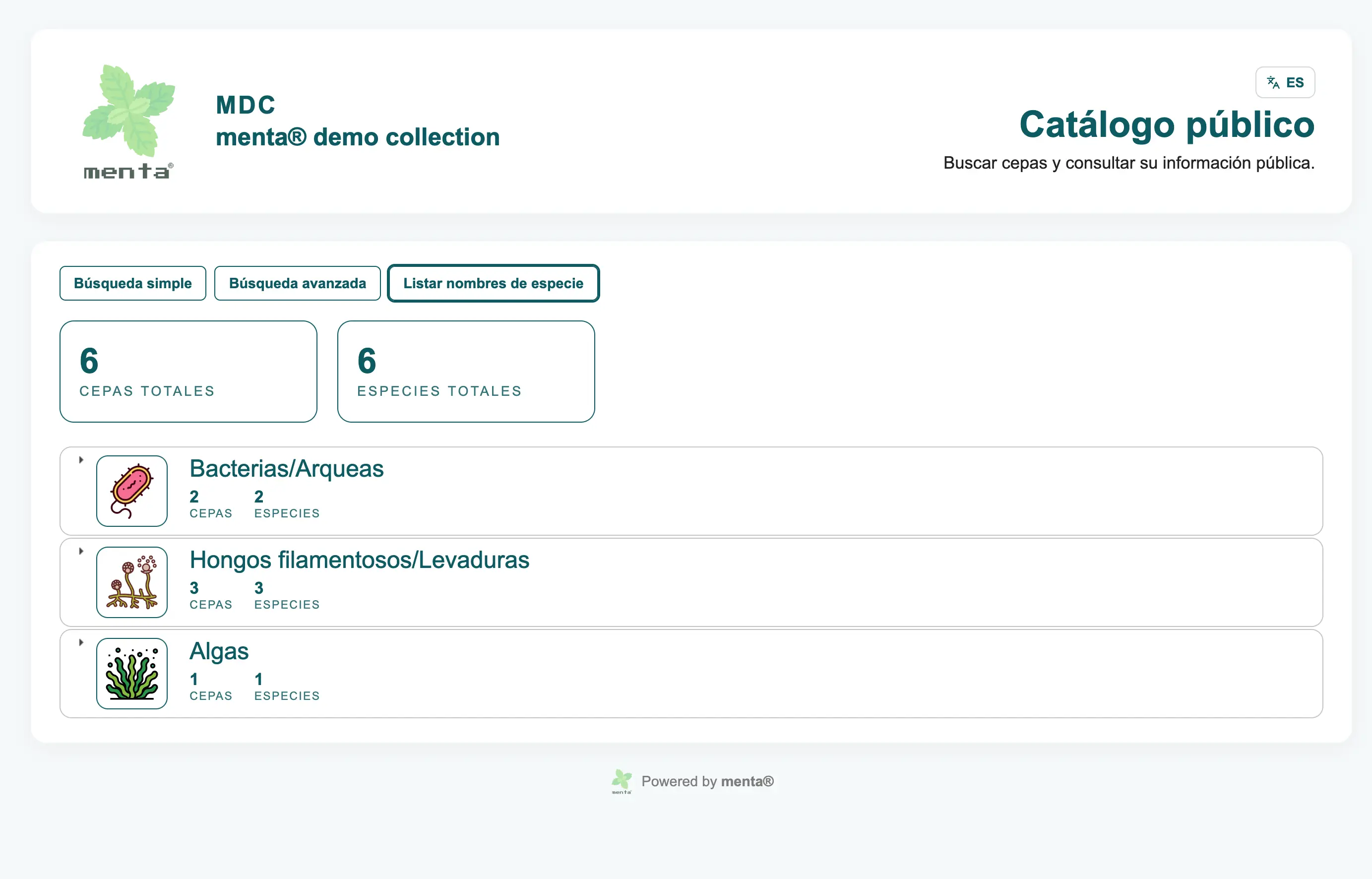 Catálogo público opcional